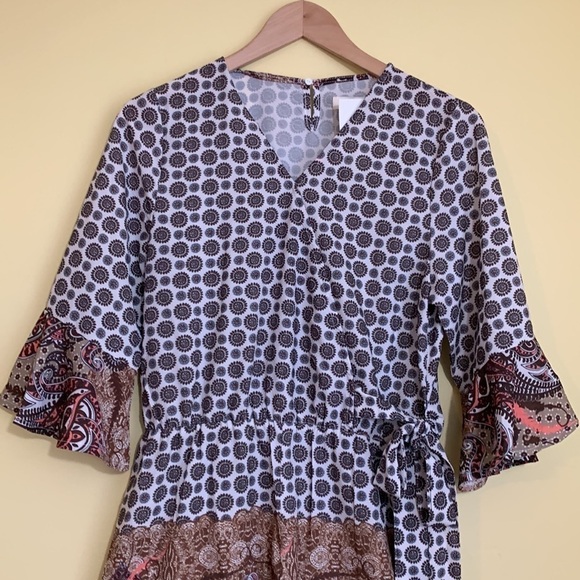 Little Lies | NWT Paisley Print Boutique Ruffle Bell Sleeve Faux Wrap Romper M/L - Picture 8 of 17